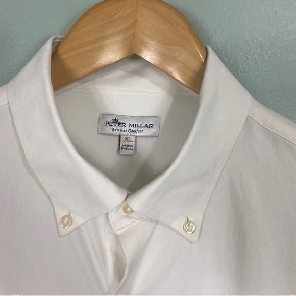 Peter Millar Summer Comfort Cream Button Down Shirt XL - Picture 2 of 4